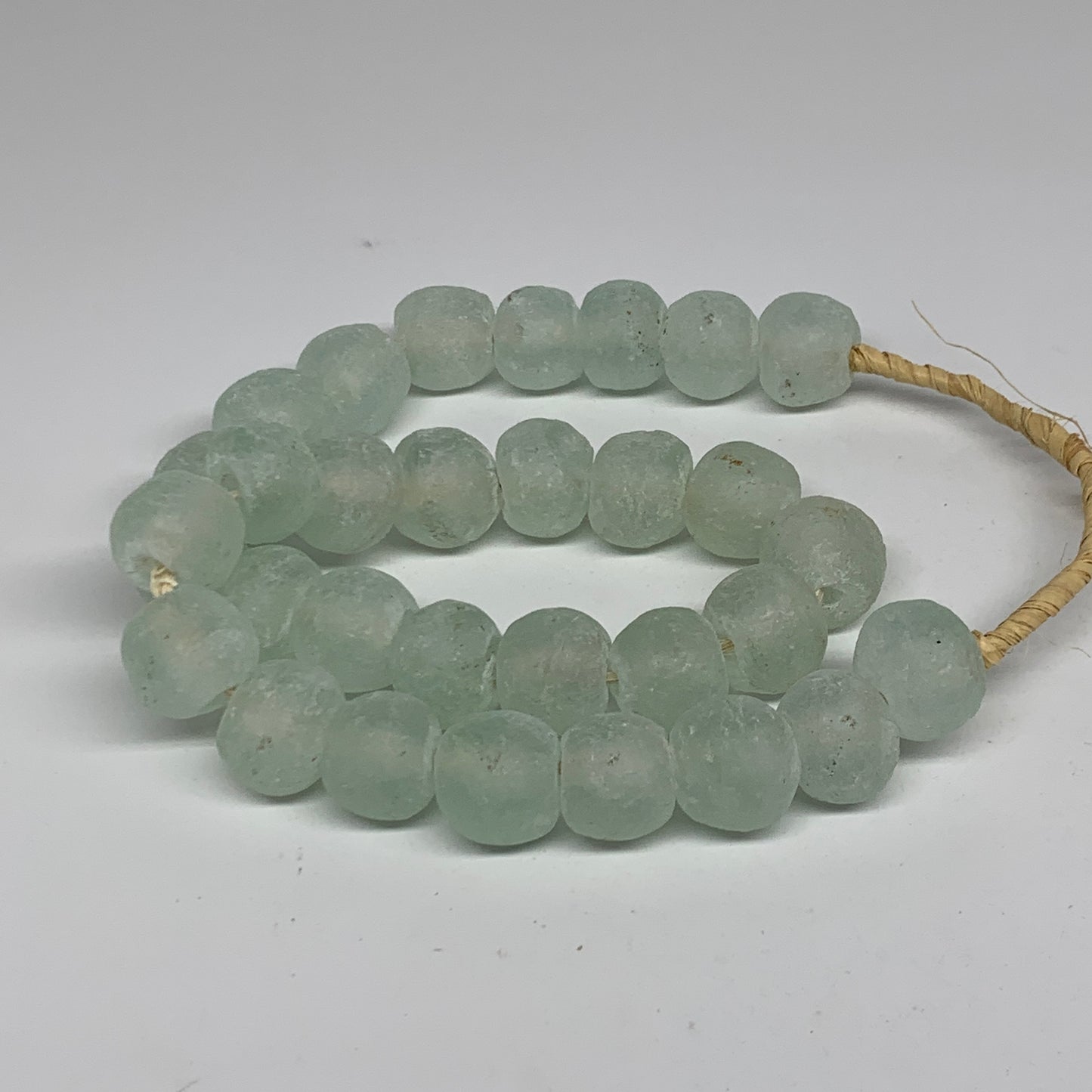 0.95 lbs, 16mm-22mm, 1 Strand, 31 beads, Green/Blue Sea Glass Beads, B35703