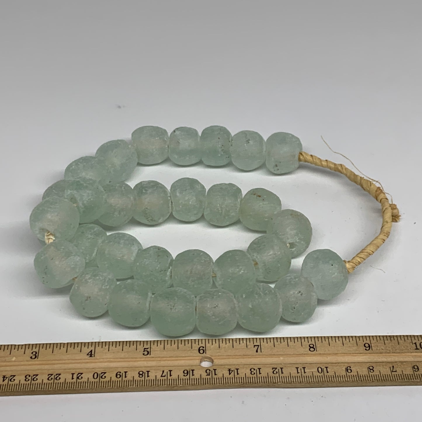 0.95 lbs, 16mm-22mm, 1 Strand, 31 beads, Green/Blue Sea Glass Beads, B35703