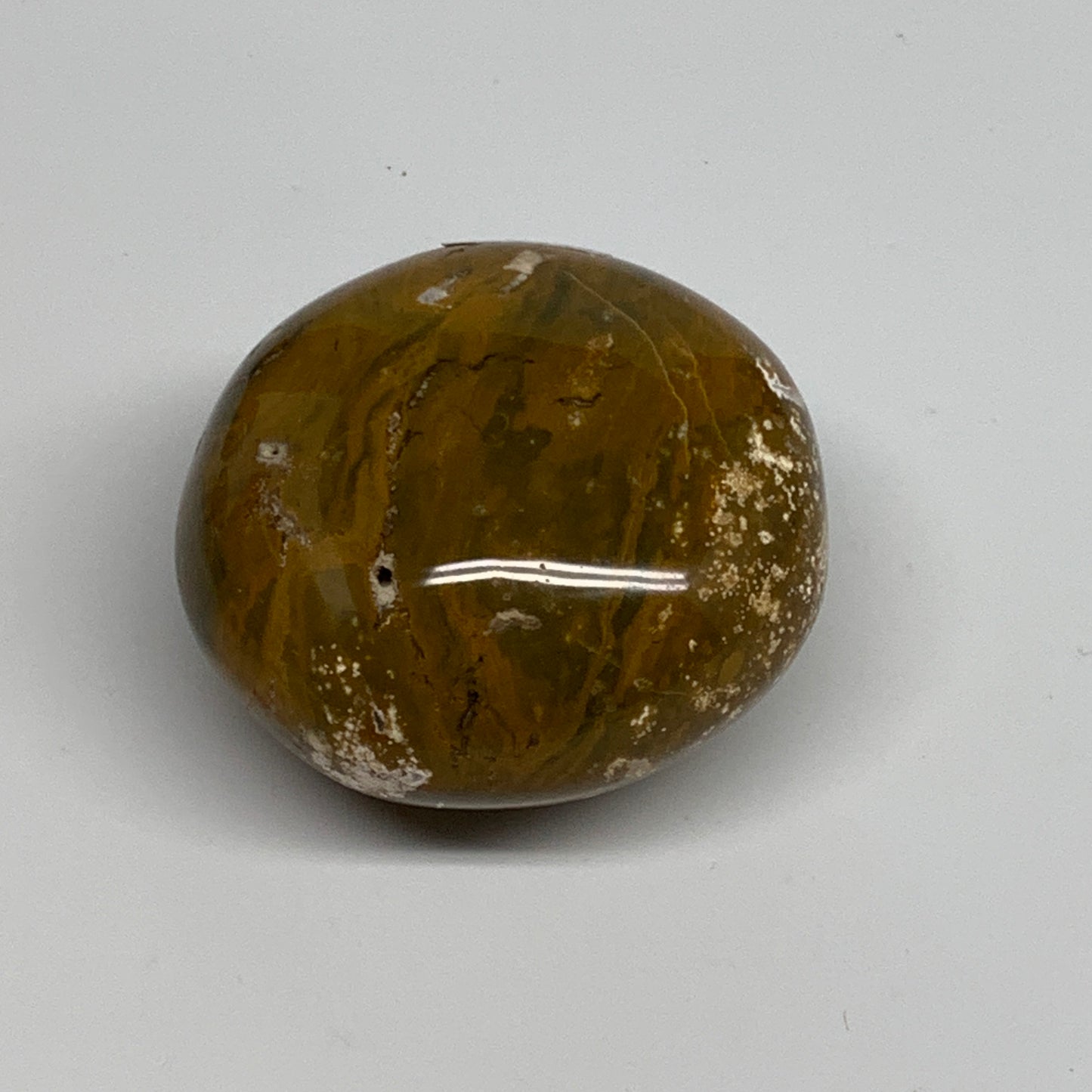 139.3g, 2.1"x2.1"x1.3" Natural Ocean Jasper Palm-Stone Orbicular Jasper, B30749