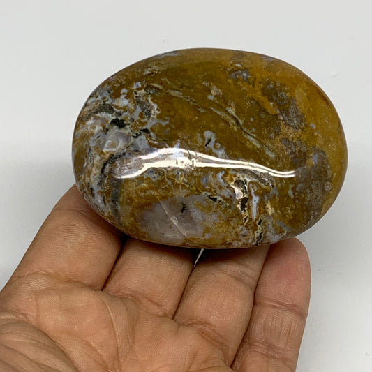 131.1g, 2.7"x2"x1.1" Natural Ocean Jasper Palm-Stone Orbicular Jasper, B30750