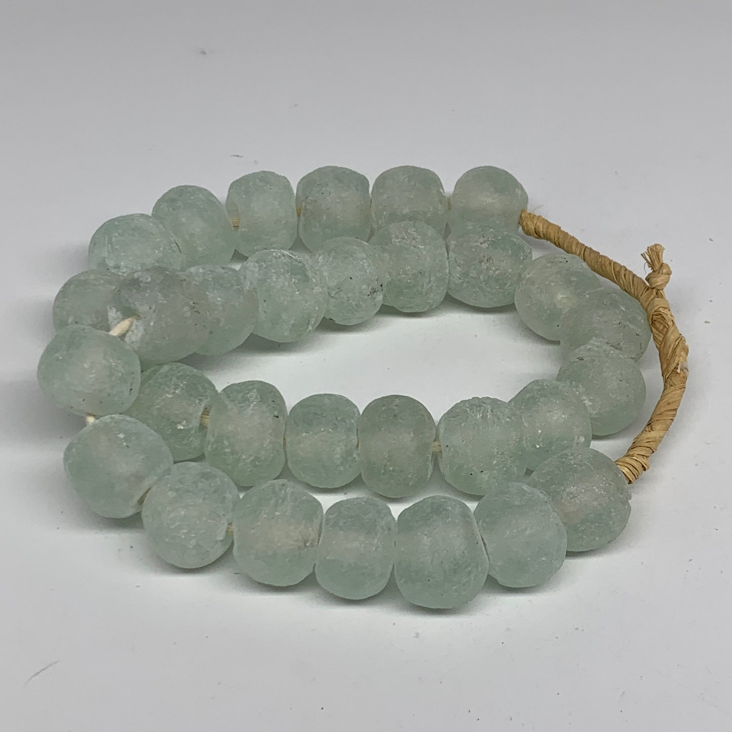 0.95 lbs, 15mm-24mm, 1 Strand, 31 beads, Green/Blue Sea Glass Beads, B35704
