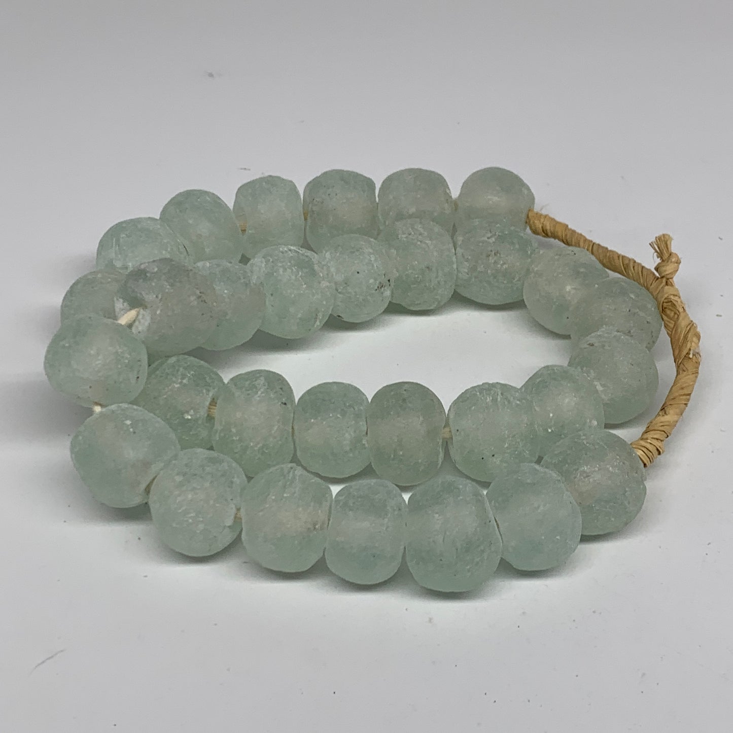 0.95 lbs, 15mm-24mm, 1 Strand, 31 beads, Green/Blue Sea Glass Beads, B35704