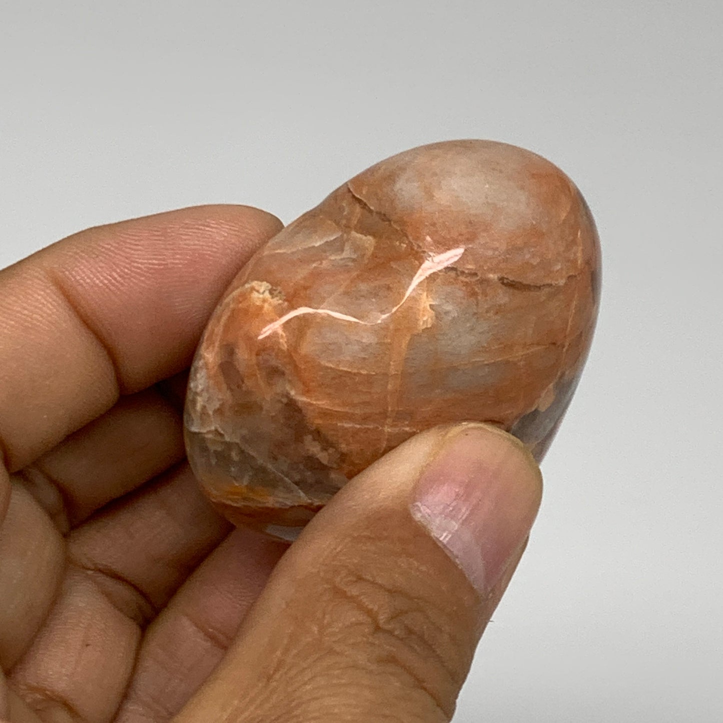 72.3g, 1.8"x2"x1", Peach Moonstone Heart Crystal Polished, B34999