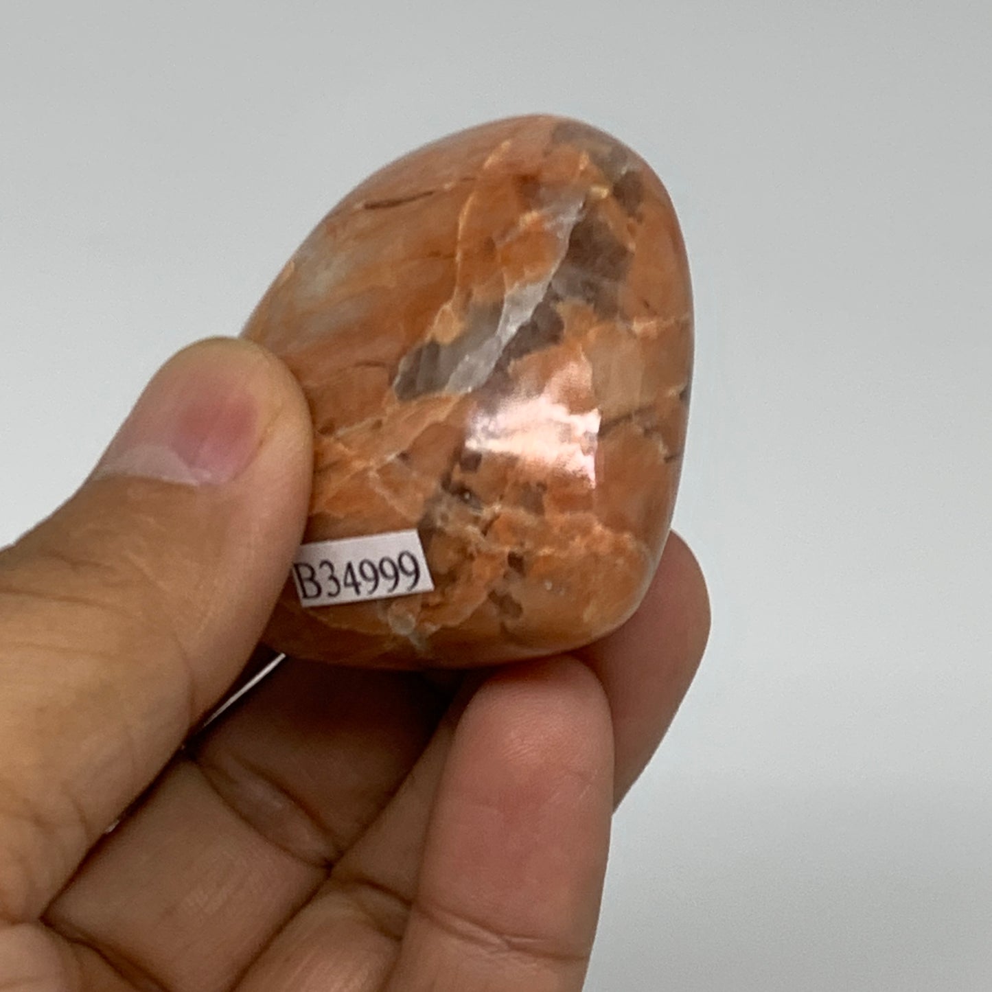 72.3g, 1.8"x2"x1", Peach Moonstone Heart Crystal Polished, B34999