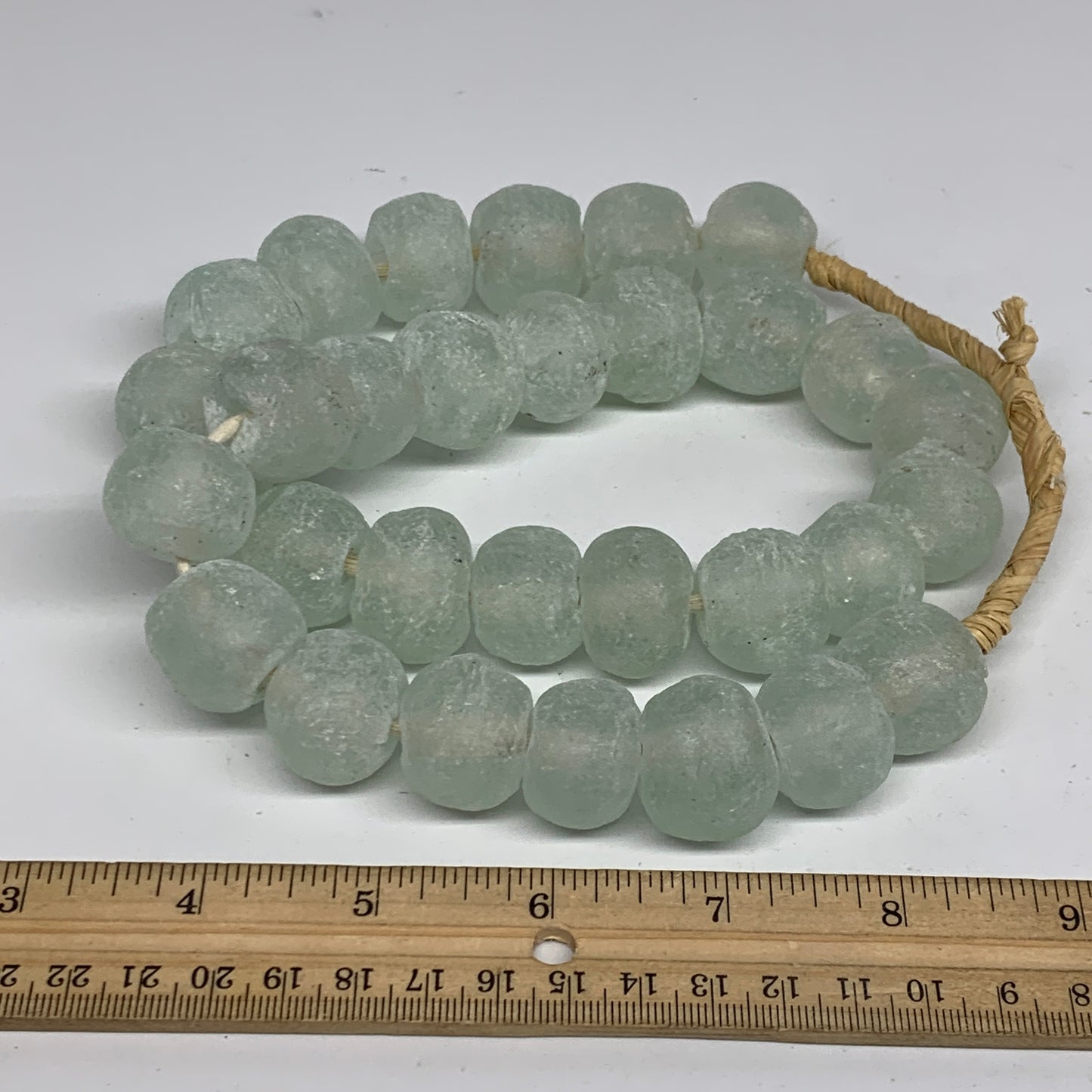 0.95 lbs, 15mm-24mm, 1 Strand, 31 beads, Green/Blue Sea Glass Beads, B35704