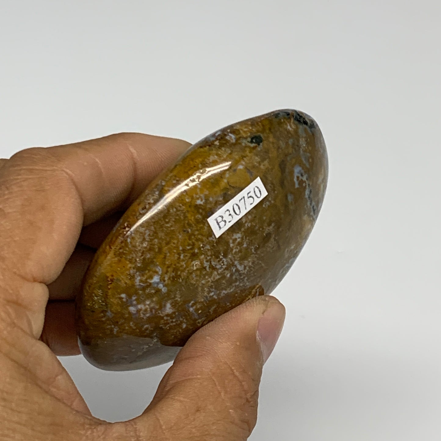 131.1g, 2.7"x2"x1.1" Natural Ocean Jasper Palm-Stone Orbicular Jasper, B30750