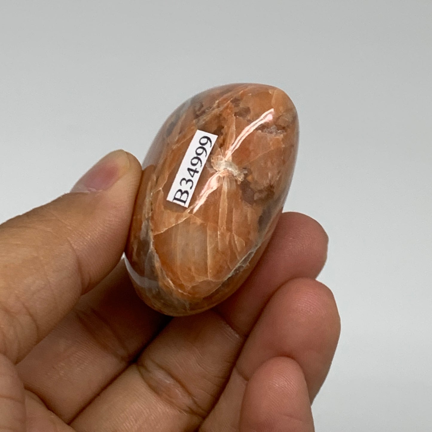 72.3g, 1.8"x2"x1", Peach Moonstone Heart Crystal Polished, B34999