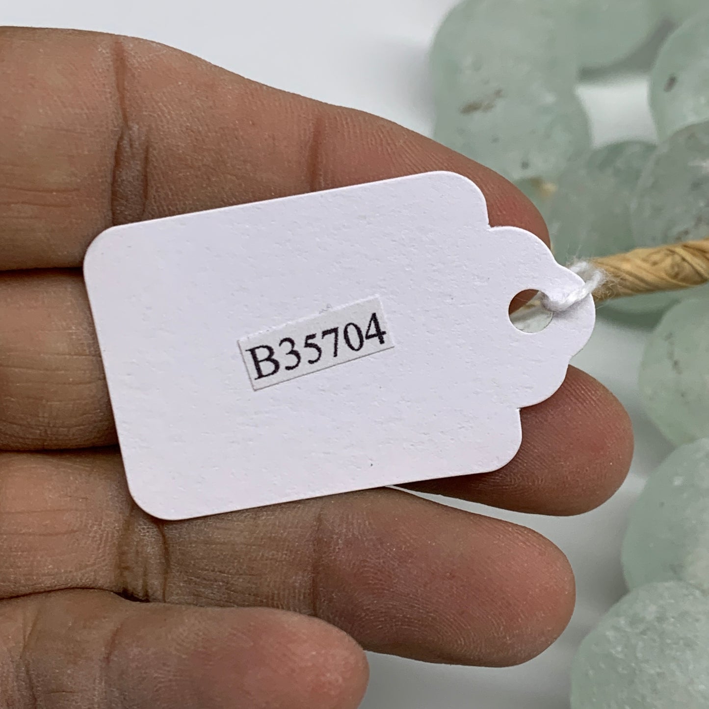 0.95 lbs, 15mm-24mm, 1 Strand, 31 beads, Green/Blue Sea Glass Beads, B35704