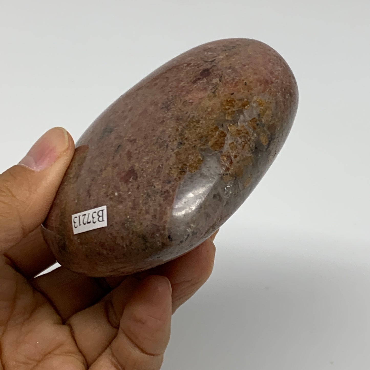 0.89 lbs, 3.1"x3.3"x1.5", Natural Rhodonite Heart Polished Crystal, B37213