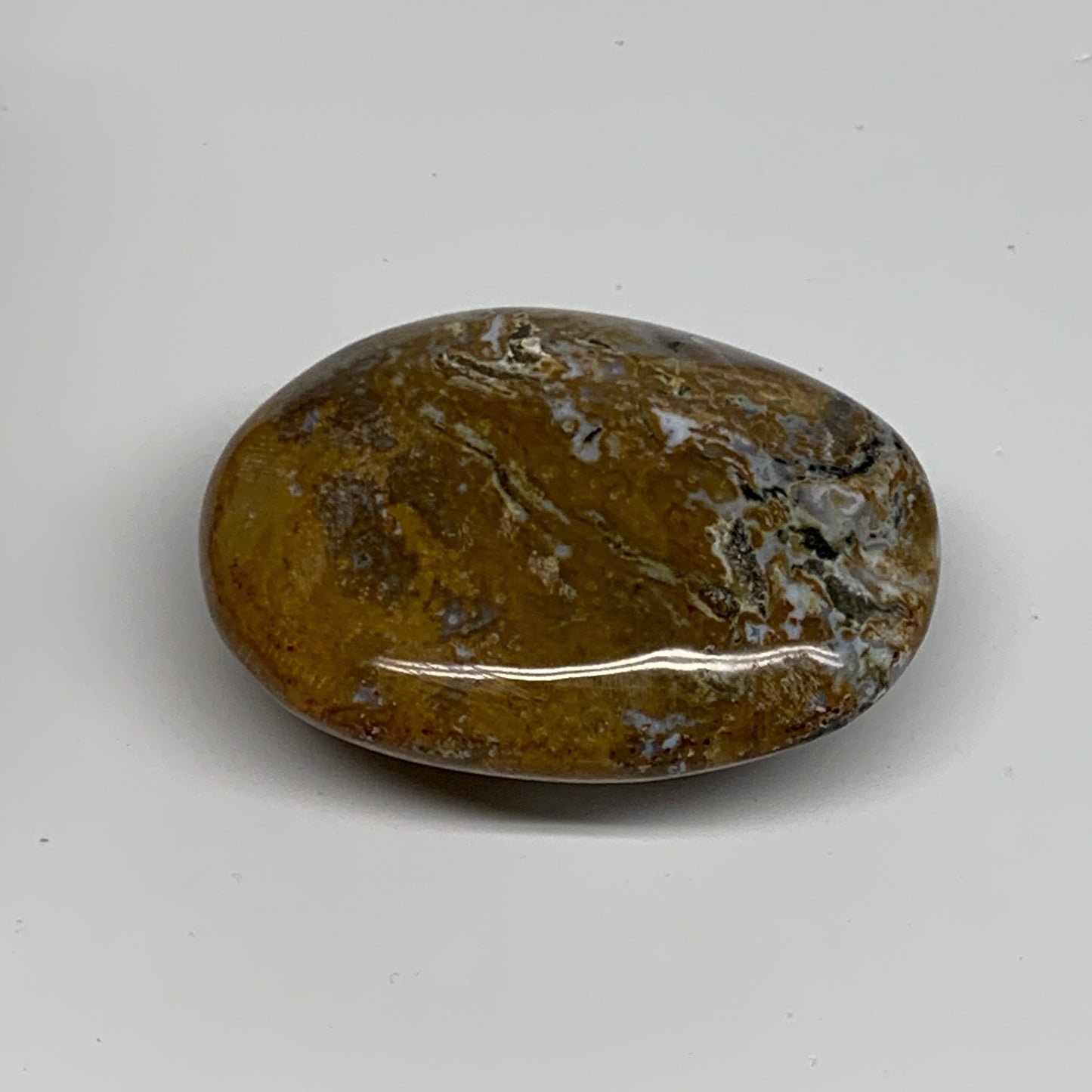 131.1g, 2.7"x2"x1.1" Natural Ocean Jasper Palm-Stone Orbicular Jasper, B30750