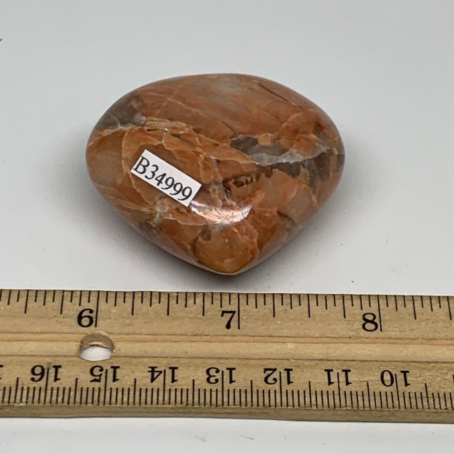 72.3g, 1.8"x2"x1", Peach Moonstone Heart Crystal Polished, B34999