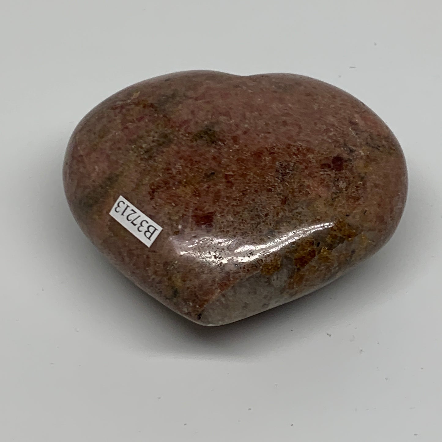 0.89 lbs, 3.1"x3.3"x1.5", Natural Rhodonite Heart Polished Crystal, B37213