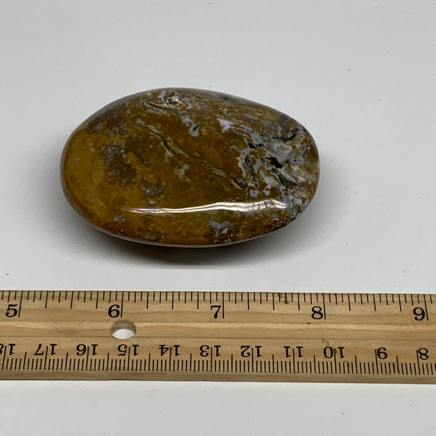 131.1g, 2.7"x2"x1.1" Natural Ocean Jasper Palm-Stone Orbicular Jasper, B30750