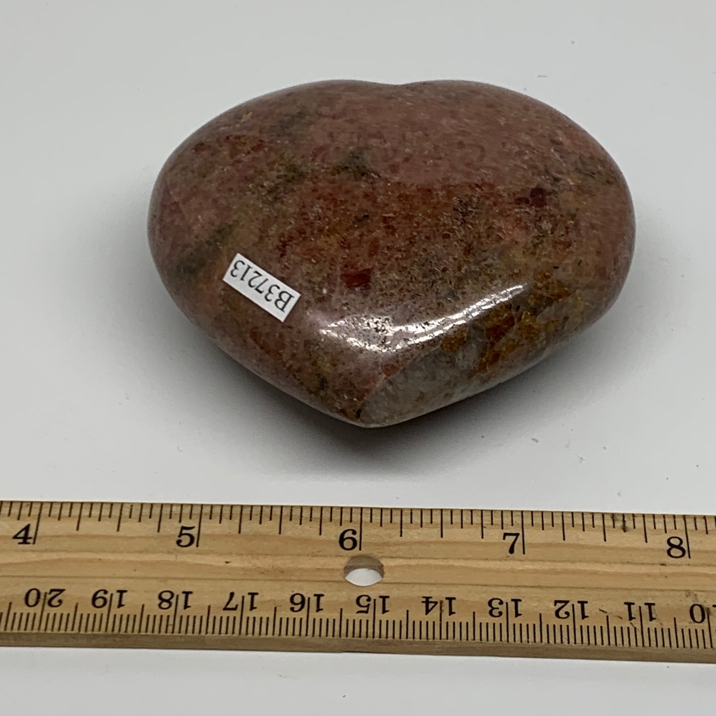 0.89 lbs, 3.1"x3.3"x1.5", Natural Rhodonite Heart Polished Crystal, B37213
