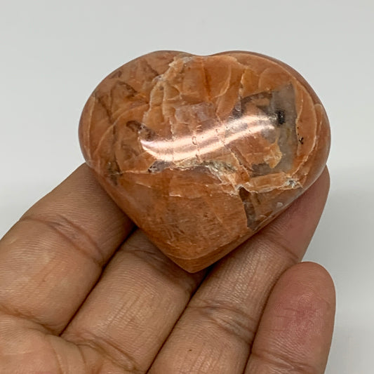 72.3g, 1.8"x2"x1", Peach Moonstone Heart Crystal Polished, B35000