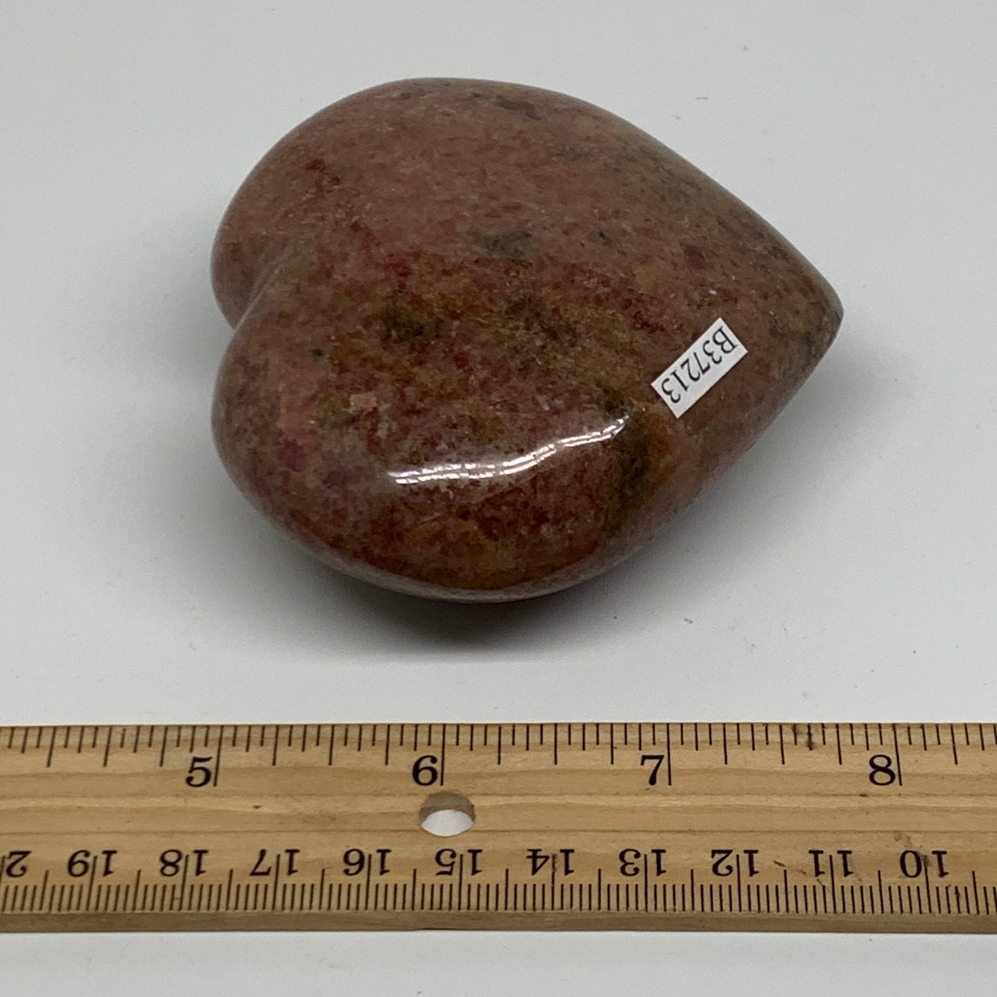 0.89 lbs, 3.1"x3.3"x1.5", Natural Rhodonite Heart Polished Crystal, B37213