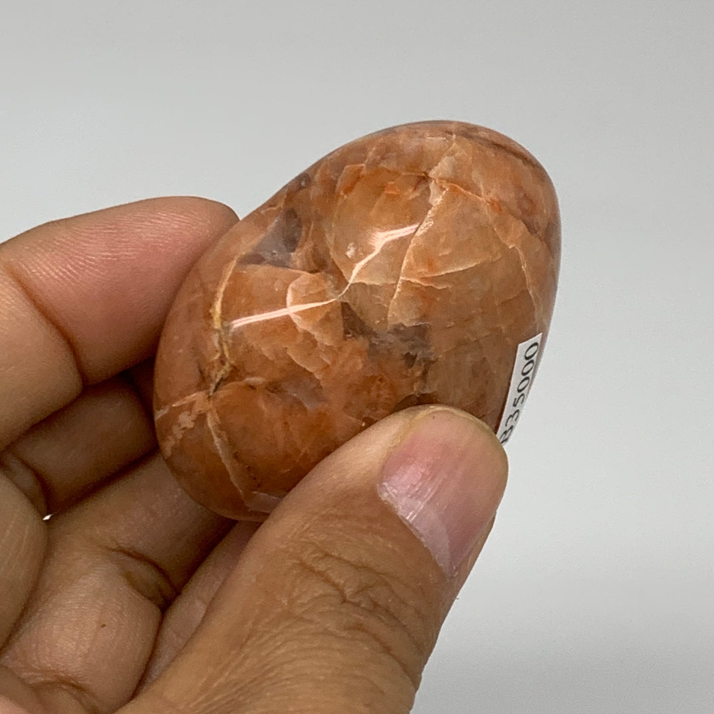 72.3g, 1.8"x2"x1", Peach Moonstone Heart Crystal Polished, B35000