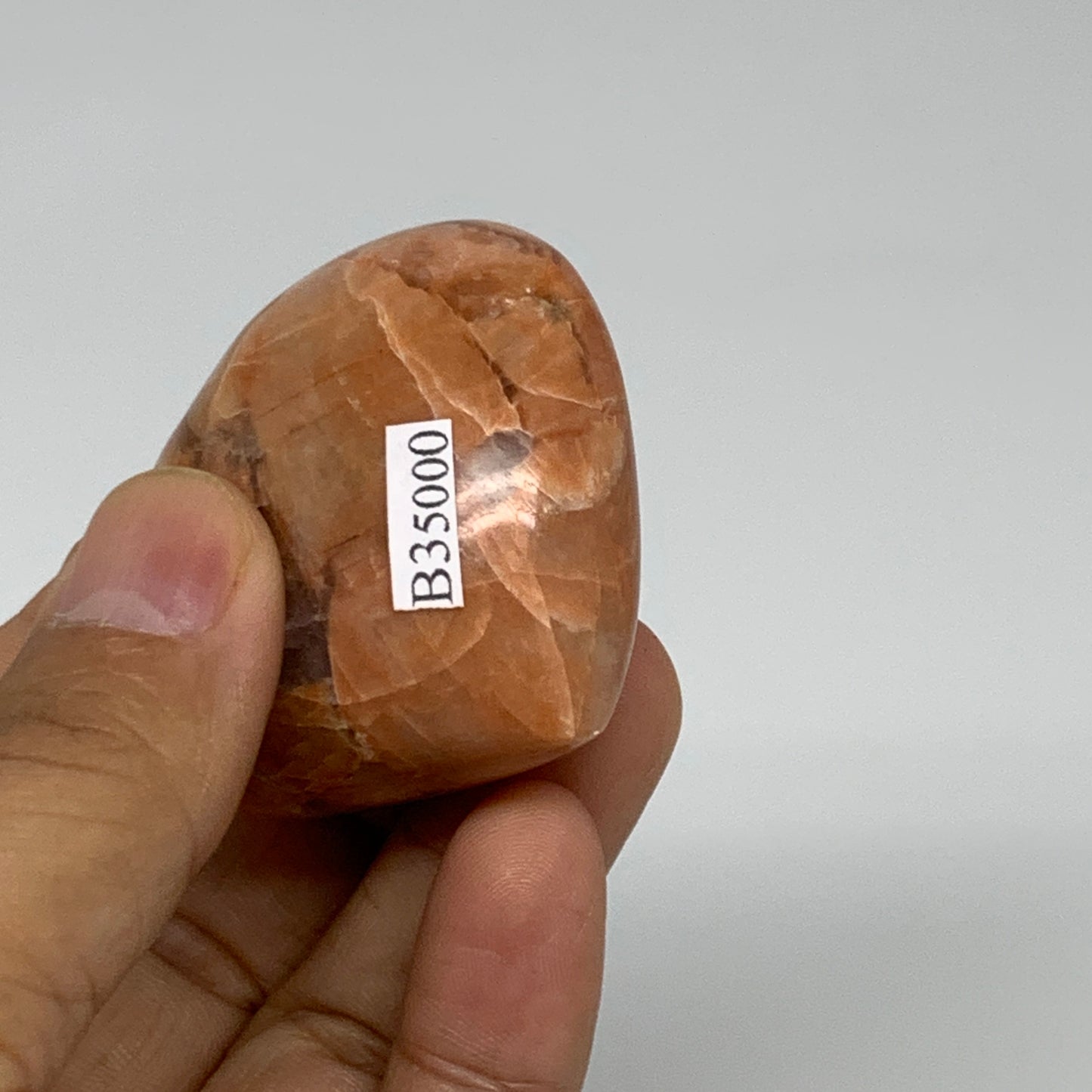 72.3g, 1.8"x2"x1", Peach Moonstone Heart Crystal Polished, B35000