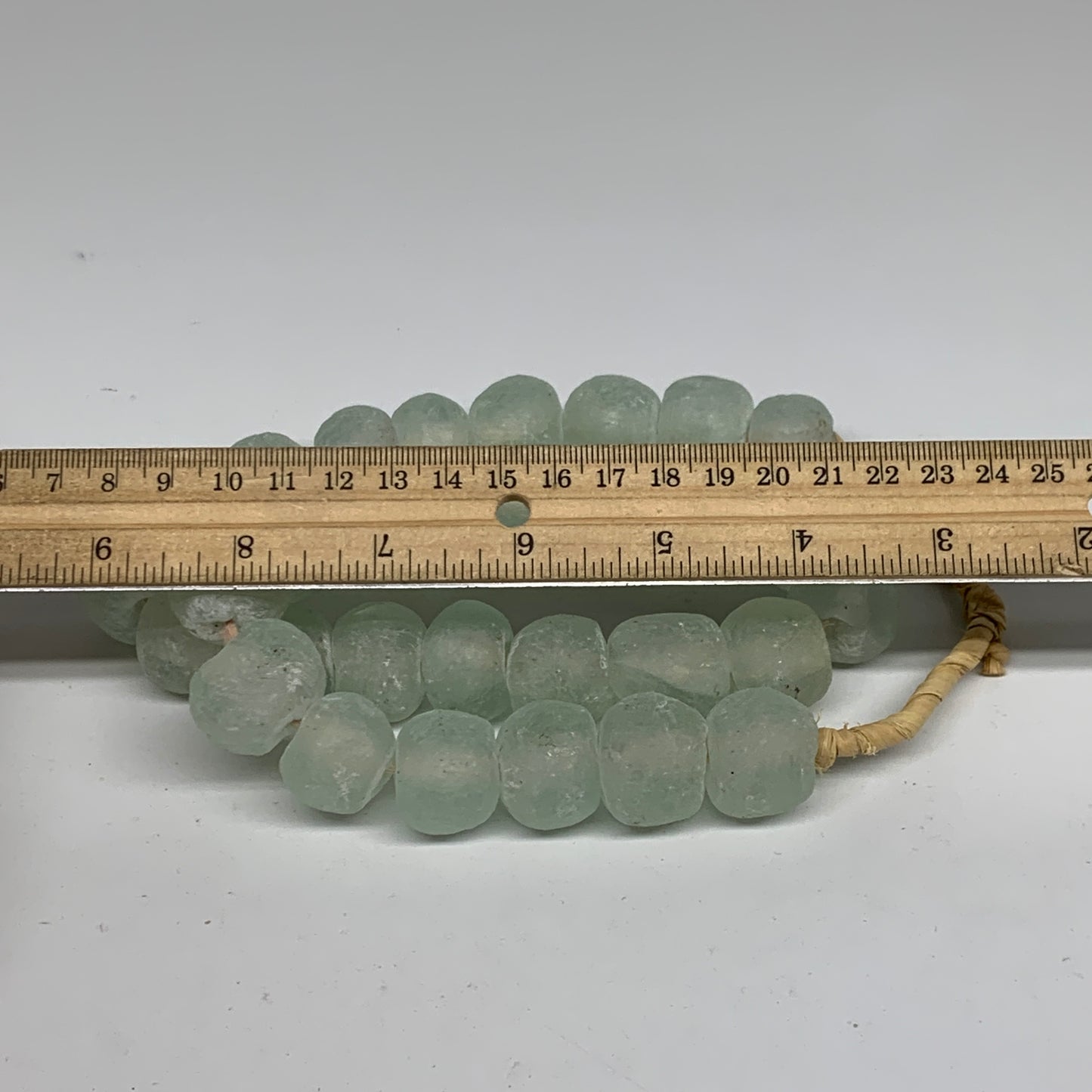 0.95 lbs, 15mm-23mm, 1 Strand, 31 beads, Green/Blue Sea Glass Beads, B35705