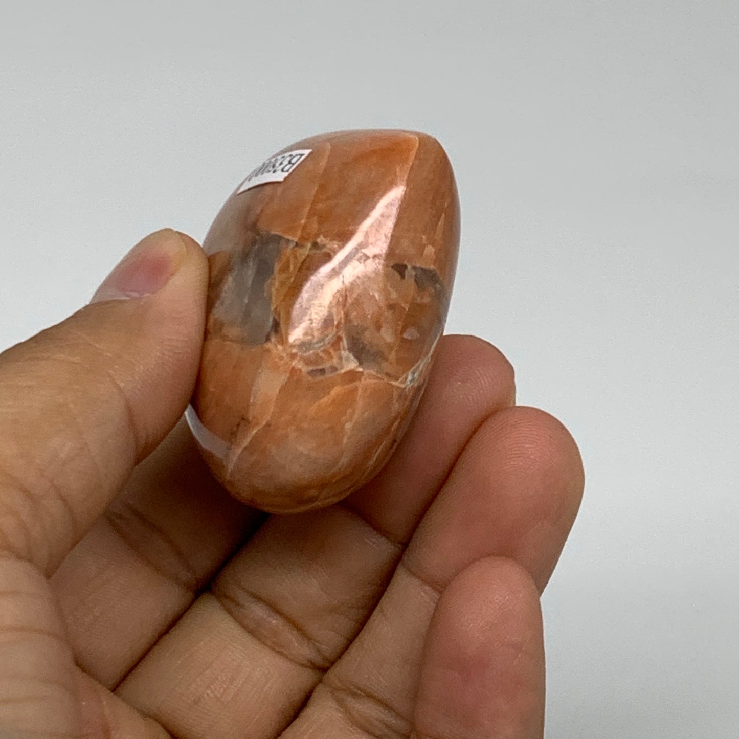 72.3g, 1.8"x2"x1", Peach Moonstone Heart Crystal Polished, B35000