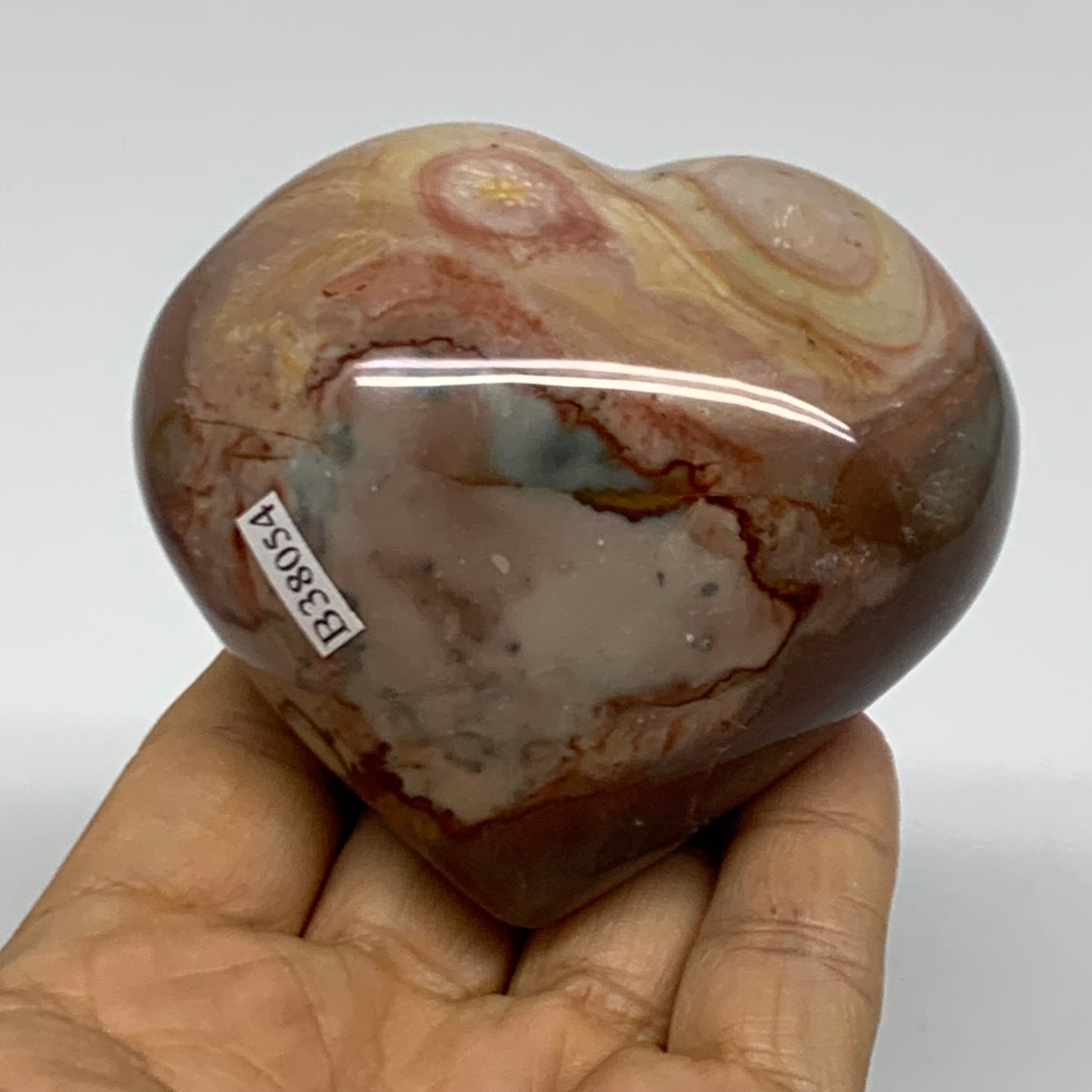 0.68 lbs, 2.7"x3"x1.9", Polychrome Jasper Heart Polished Crystal, B38054