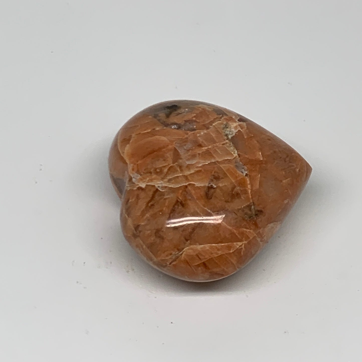 72.3g, 1.8"x2"x1", Peach Moonstone Heart Crystal Polished, B35000