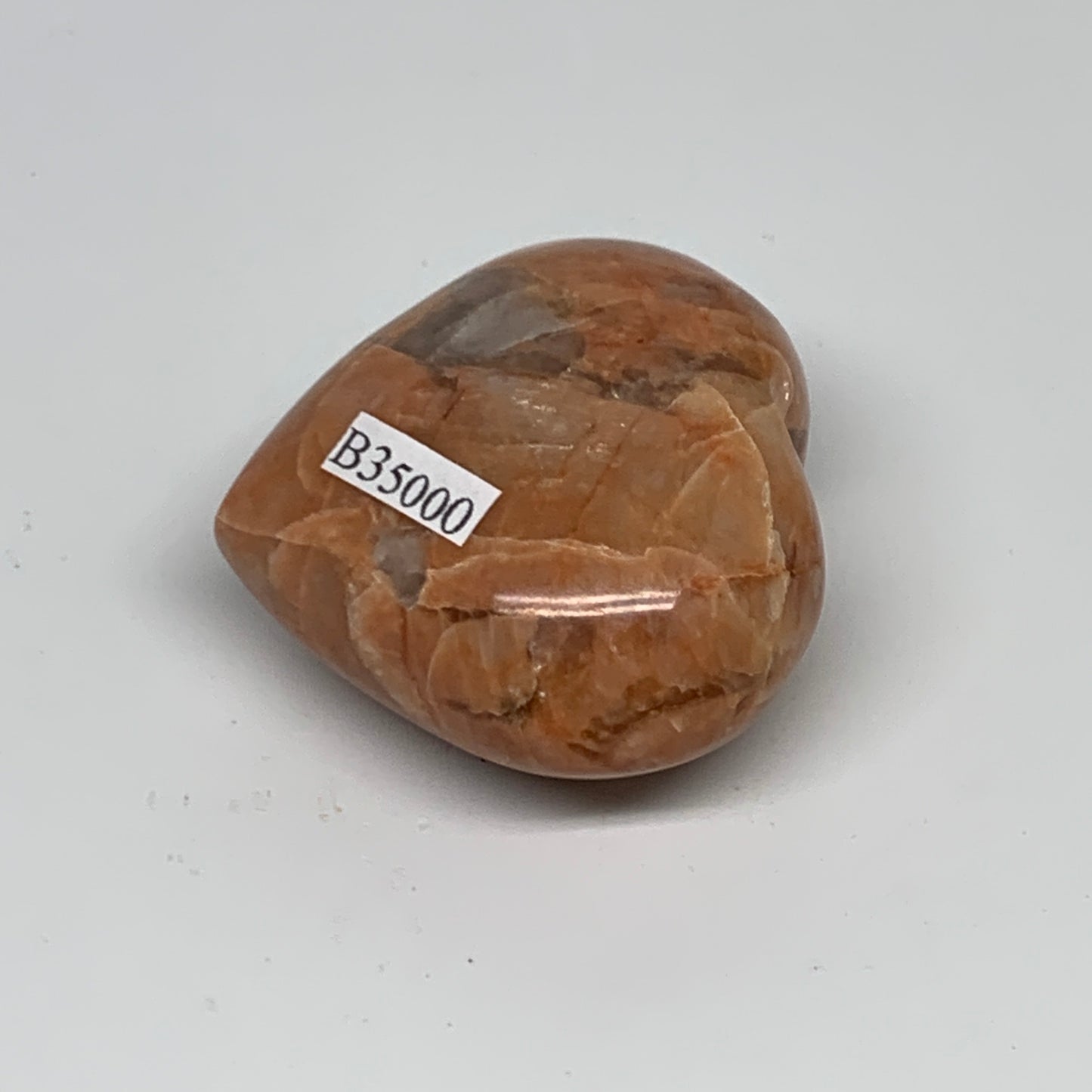 72.3g, 1.8"x2"x1", Peach Moonstone Heart Crystal Polished, B35000