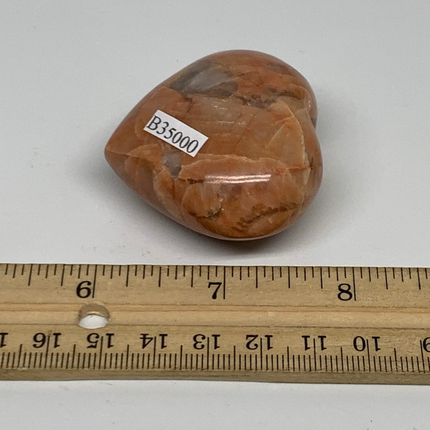 72.3g, 1.8"x2"x1", Peach Moonstone Heart Crystal Polished, B35000