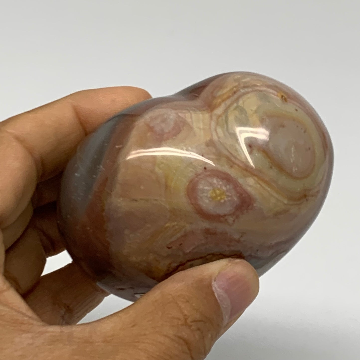 0.68 lbs, 2.7"x3"x1.9", Polychrome Jasper Heart Polished Crystal, B38054