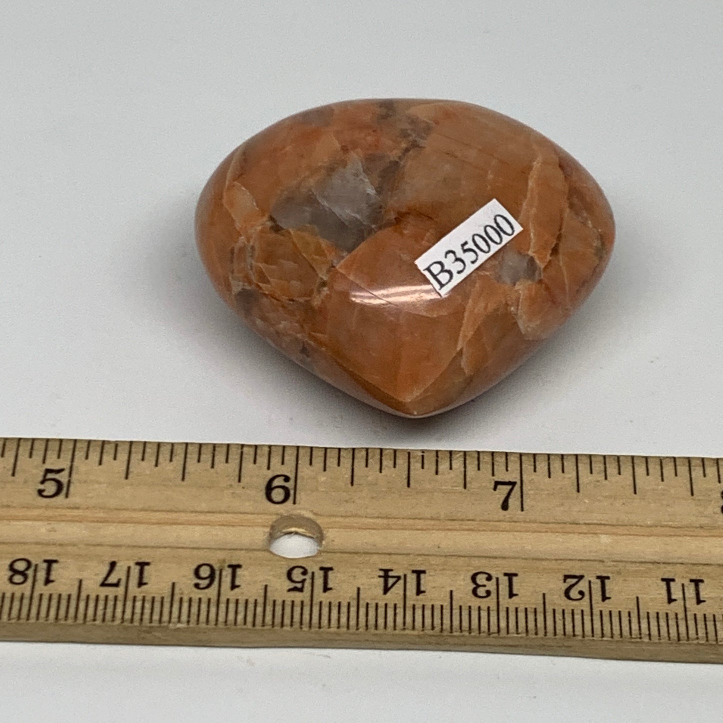 72.3g, 1.8"x2"x1", Peach Moonstone Heart Crystal Polished, B35000