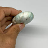 118g, 3"x1.8”x0.8", Blue Aragonite Calcite Palm-Stone @Afghanistan, B31581