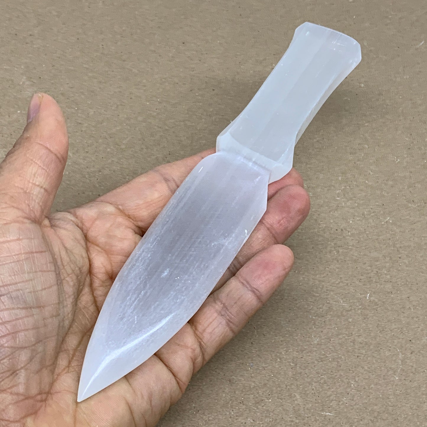 150g, 7.5"x1.3"x0.6", Natural Selenite Crystal Dagger (Satin Spar), B36334