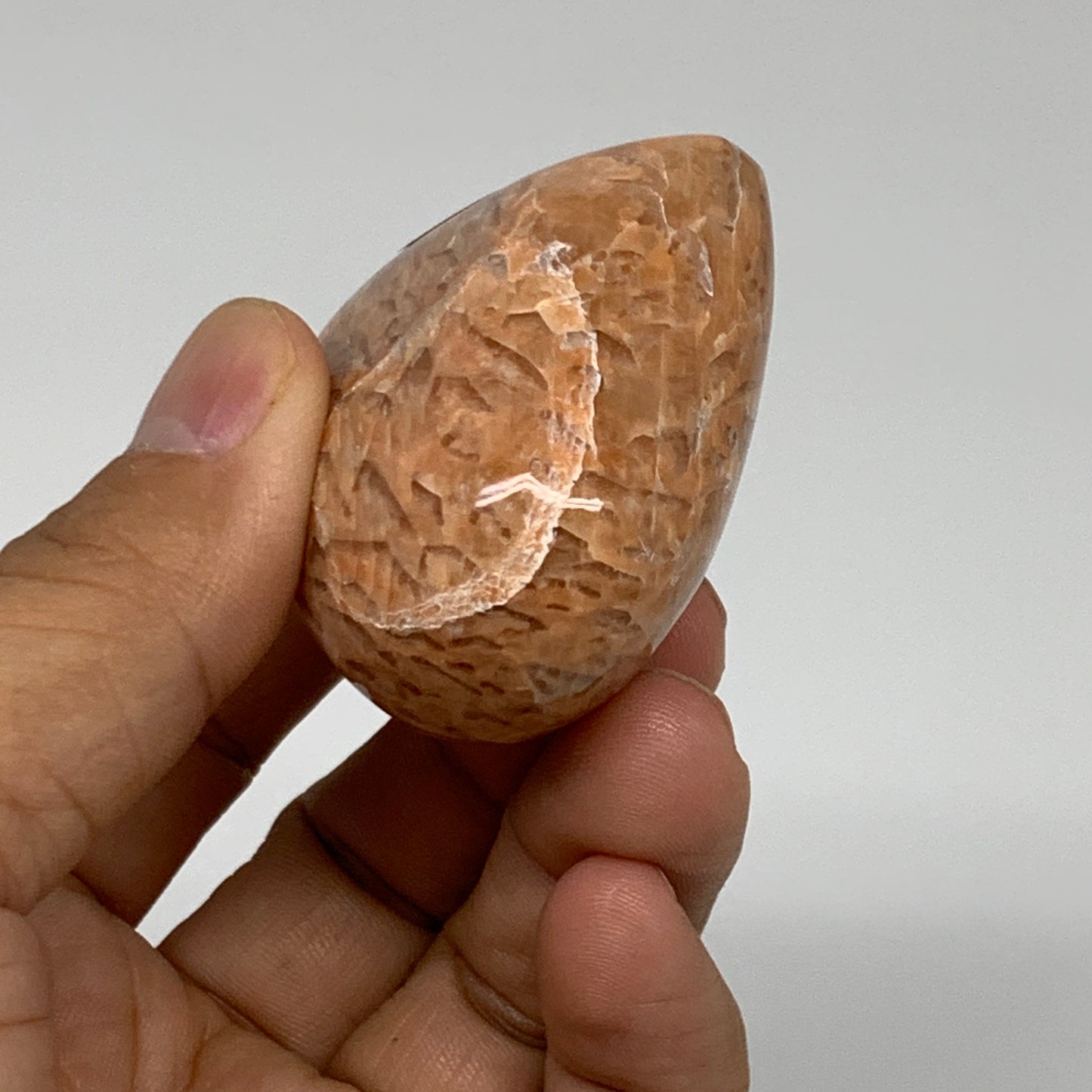 87.5g, 1.9"x2"x1.1", Peach Moonstone Heart Crystal Polished, B35001