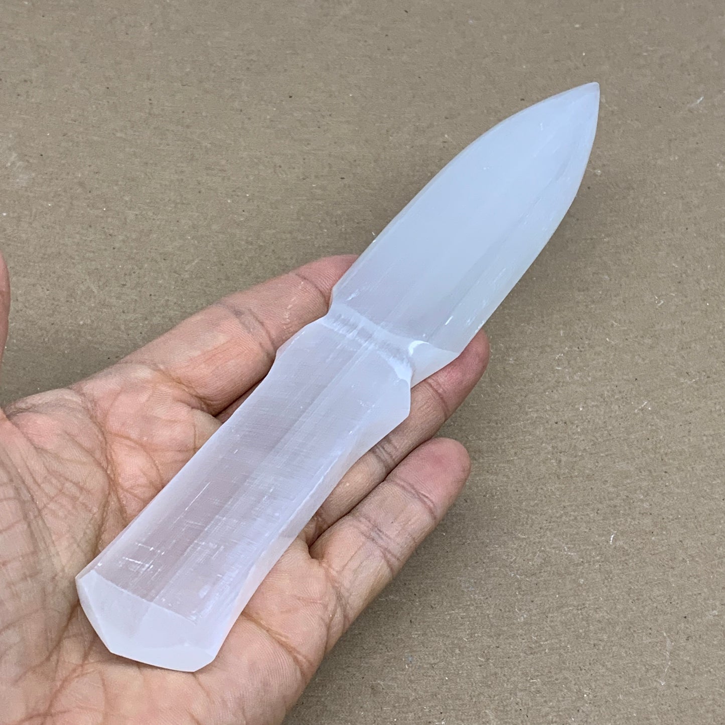 150g, 7.5"x1.3"x0.6", Natural Selenite Crystal Dagger (Satin Spar), B36334