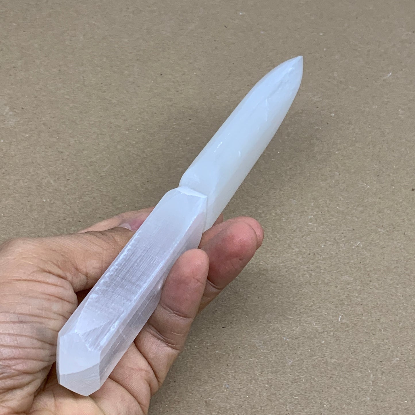 150g, 7.5"x1.3"x0.6", Natural Selenite Crystal Dagger (Satin Spar), B36334