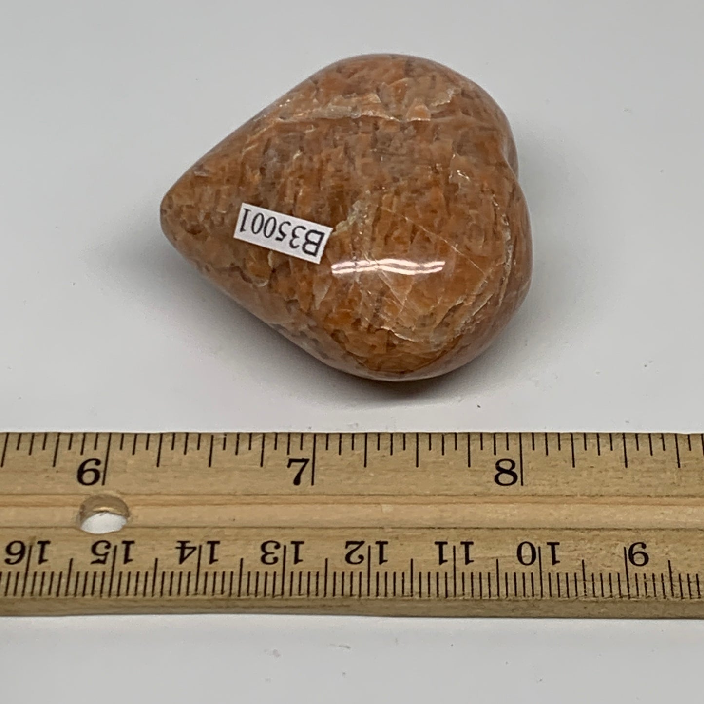 87.5g, 1.9"x2"x1.1", Peach Moonstone Heart Crystal Polished, B35001