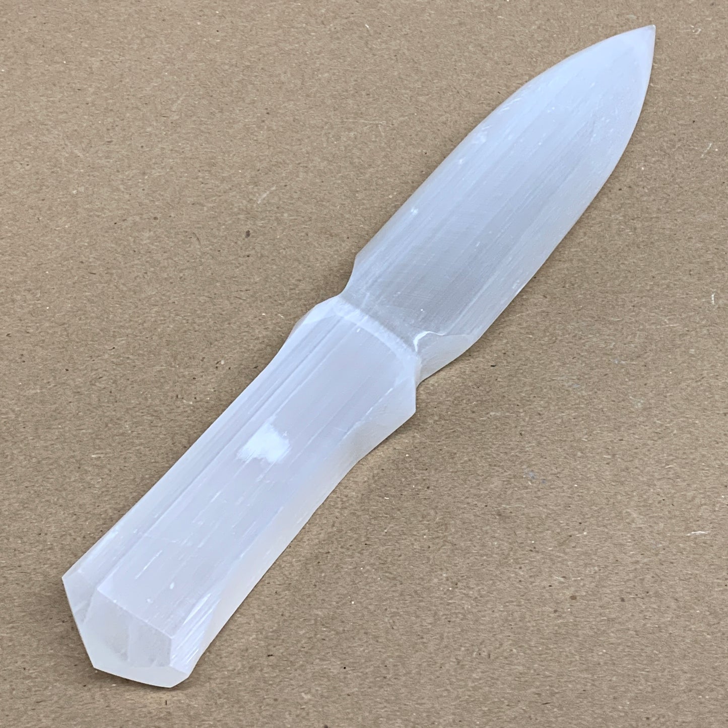 150g, 7.5"x1.3"x0.6", Natural Selenite Crystal Dagger (Satin Spar), B36334