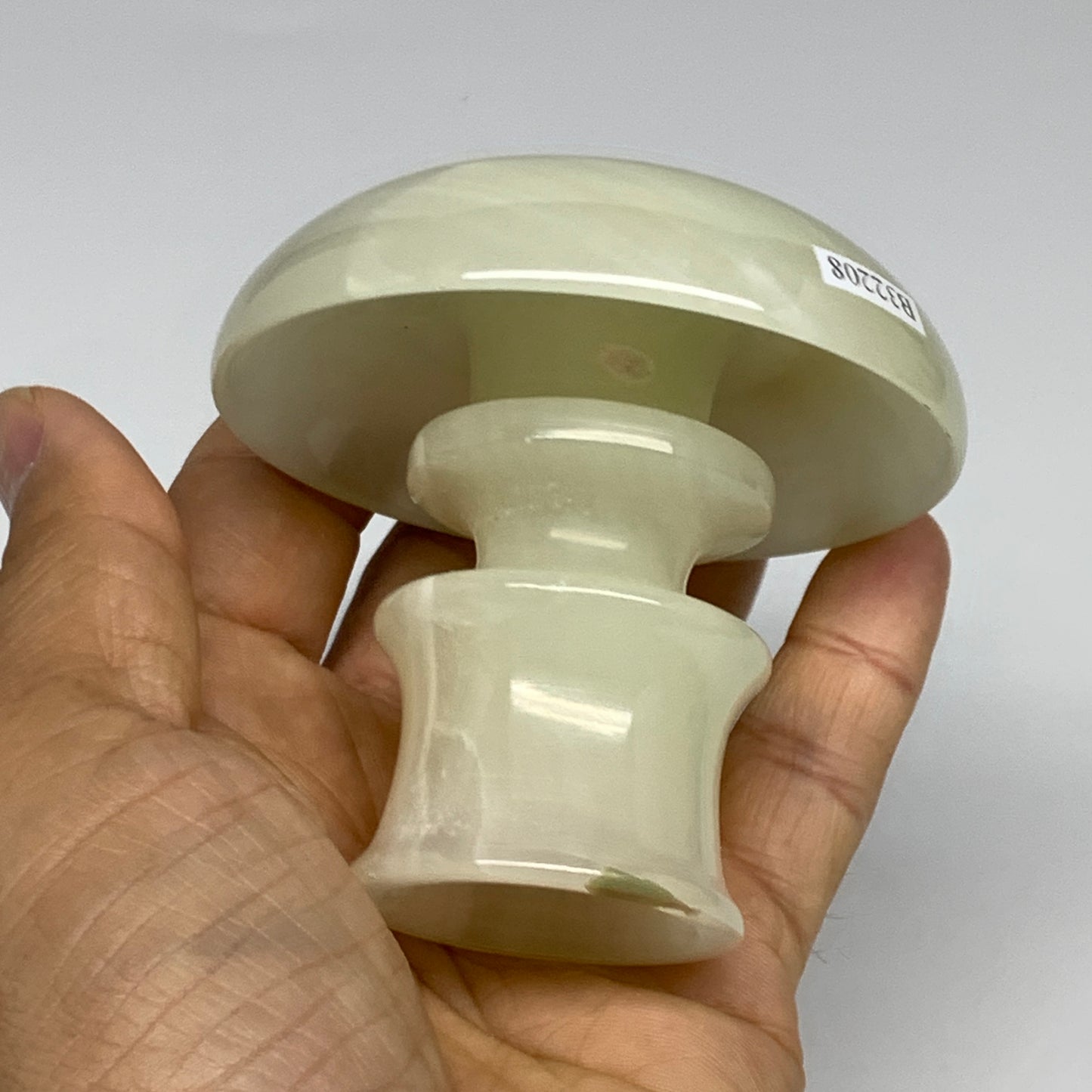 191g, 2.6"x1.4"x2.9", Natural Green Onyx Candle Holder Gemstone Hand Carved, B32