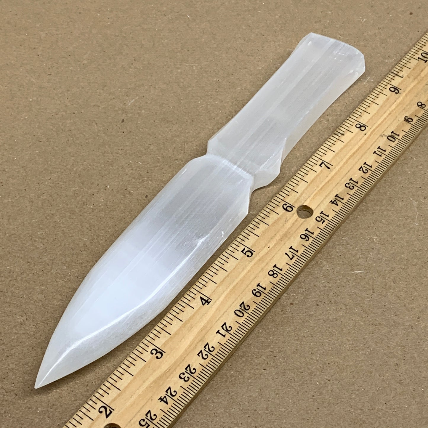 150g, 7.5"x1.3"x0.6", Natural Selenite Crystal Dagger (Satin Spar), B36334