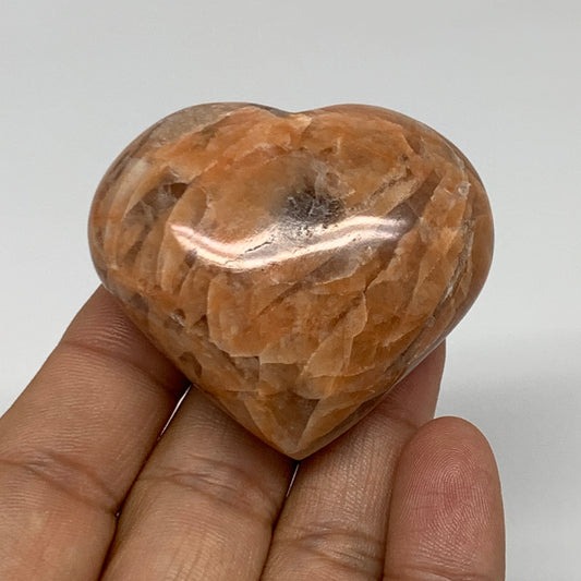 73.5g, 1.8"x2"x1", Peach Moonstone Heart Crystal Polished, B35002