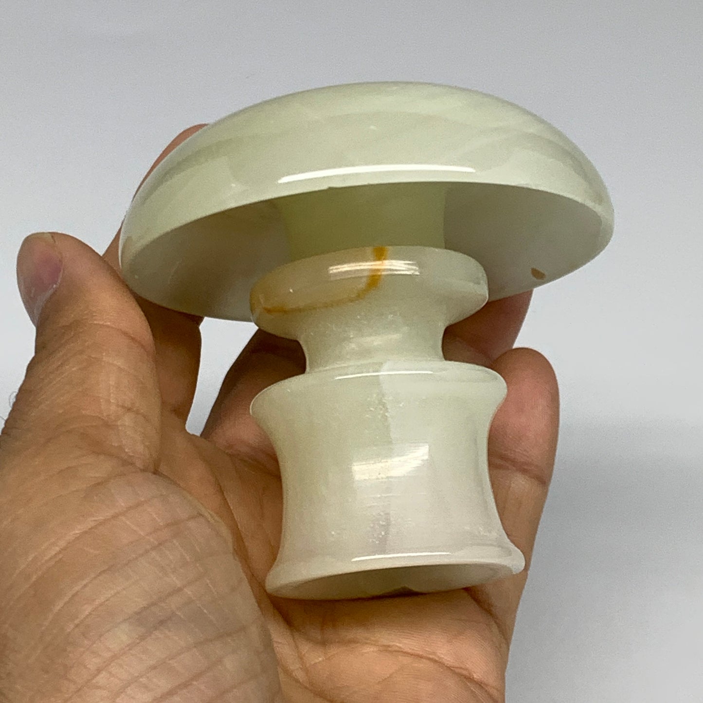 191g, 2.6"x1.4"x2.9", Natural Green Onyx Candle Holder Gemstone Hand Carved, B32