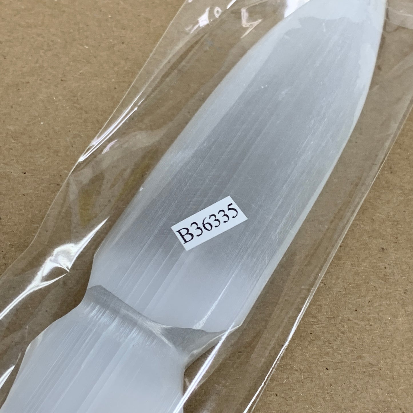 150g, 7.5"x1.3"x0.6", Natural Selenite Crystal Dagger (Satin Spar), B36334