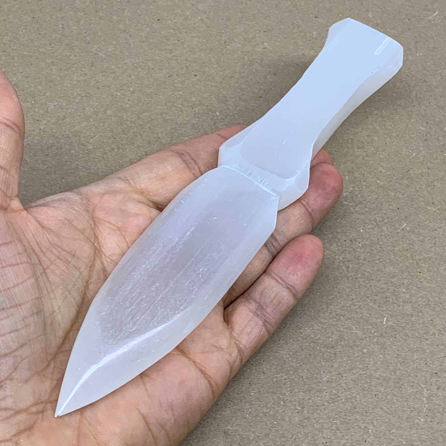 150g, 7.5"x1.2"x0.7", Natural Selenite Crystal Dagger (Satin Spar), B36336