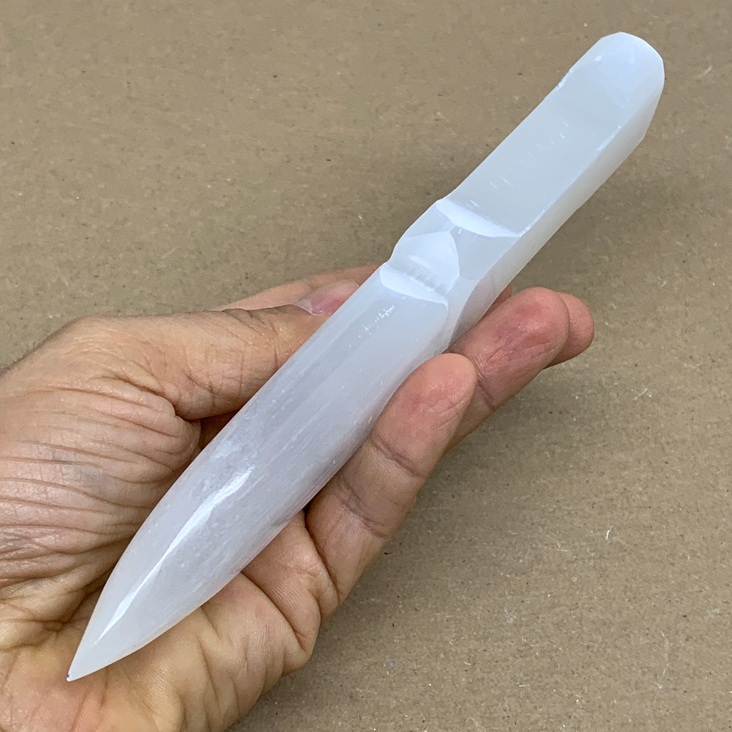 150g, 7.5"x1.2"x0.7", Natural Selenite Crystal Dagger (Satin Spar), B36336
