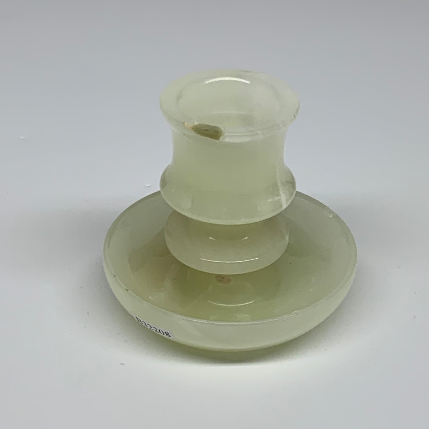 191g, 2.6"x1.4"x2.9", Natural Green Onyx Candle Holder Gemstone Hand Carved, B32