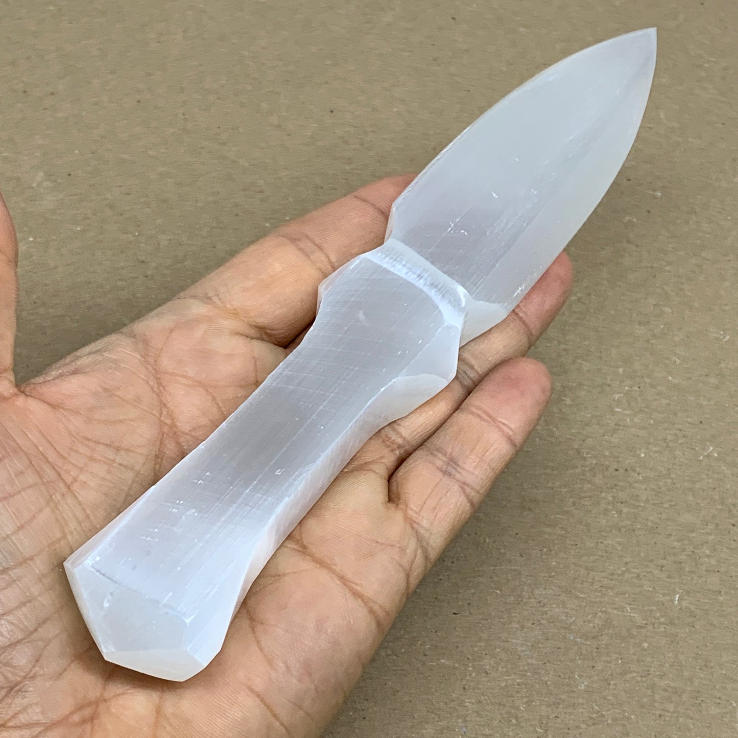 150g, 7.5"x1.2"x0.7", Natural Selenite Crystal Dagger (Satin Spar), B36336