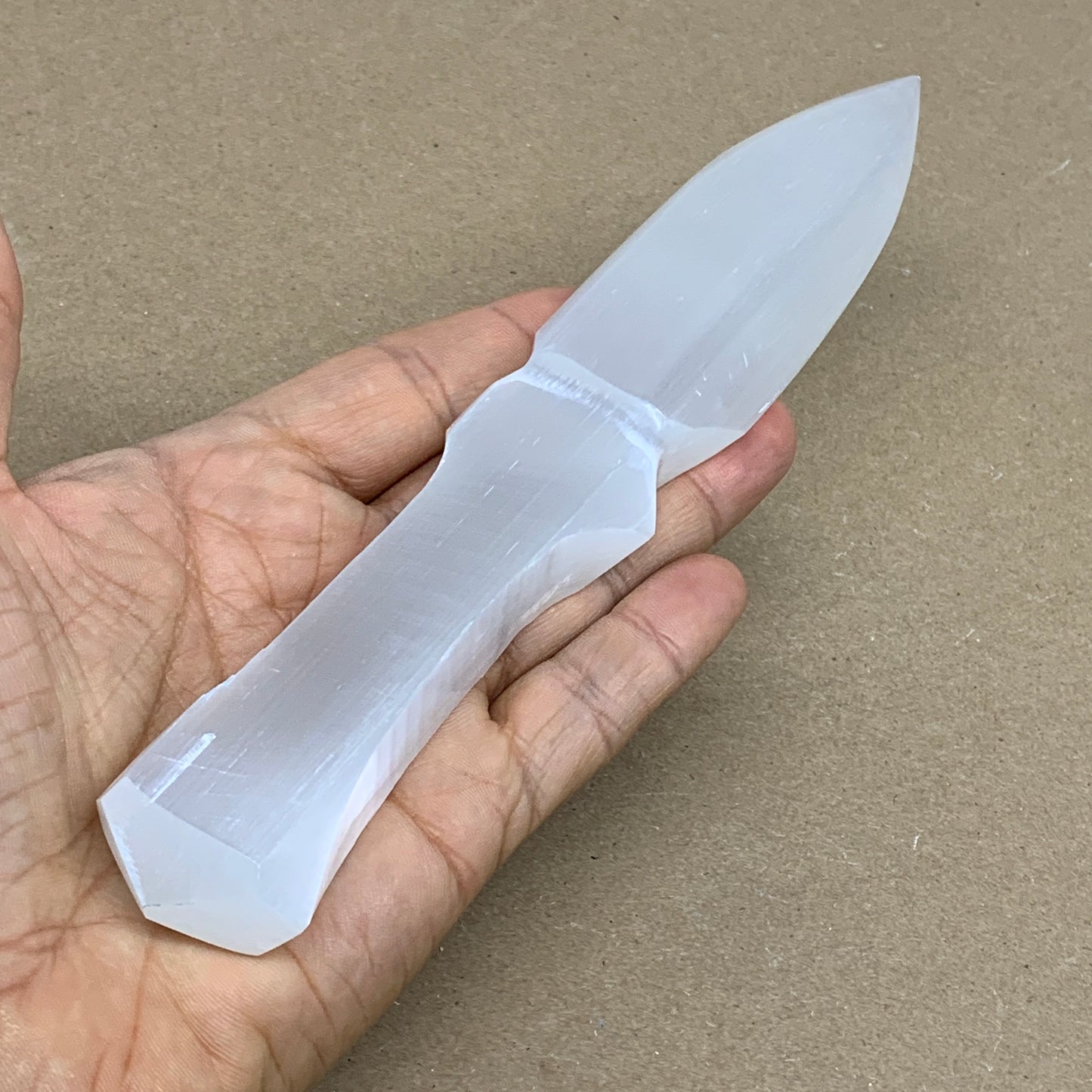 150g, 7.5"x1.2"x0.7", Natural Selenite Crystal Dagger (Satin Spar), B36336