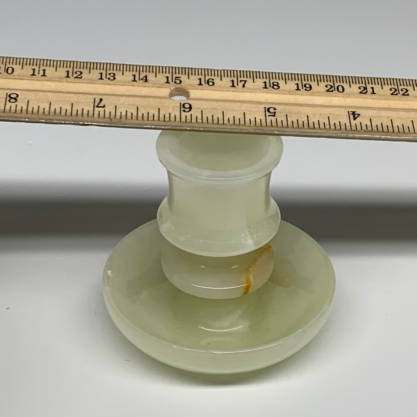 191g, 2.6"x1.4"x2.9", Natural Green Onyx Candle Holder Gemstone Hand Carved, B32