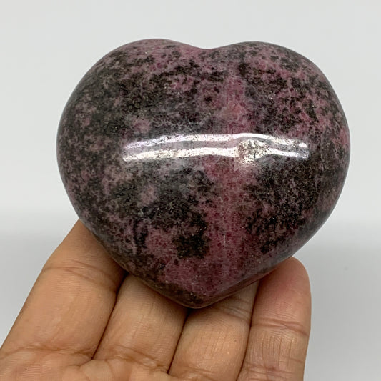 0.71 lbs, 2.7"x2.9"x1.5", Natural Rhodonite Heart Polished Crystal, B37217