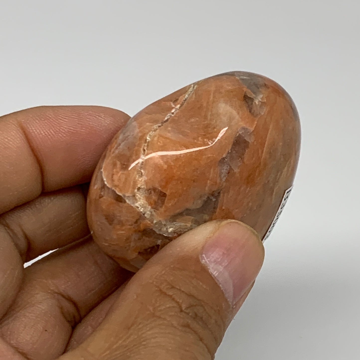 79.6g, 1.9"x2"x1", Peach Moonstone Heart Crystal Polished, B35003